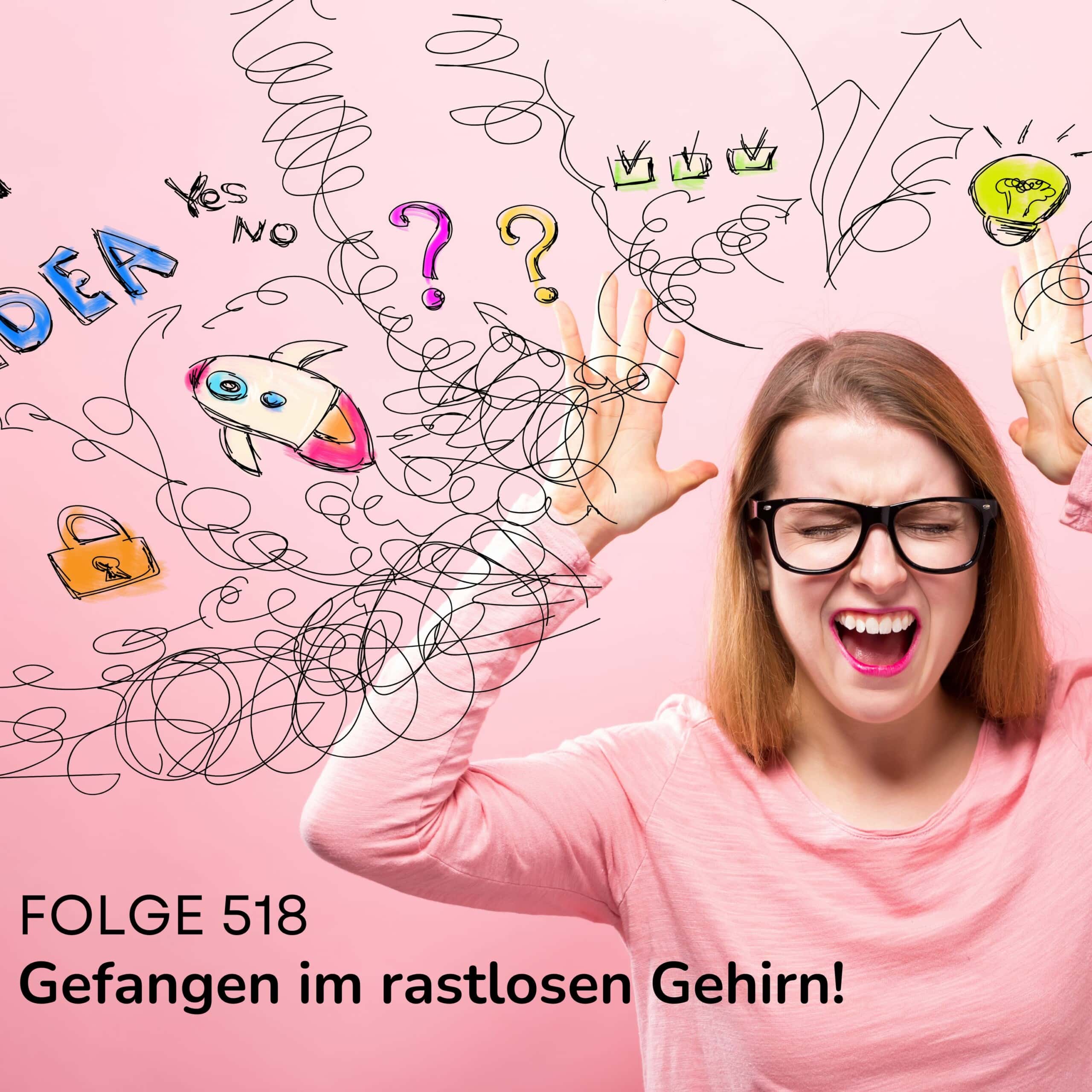 Eine Frau, die in ihrem rastlosem Gehirn gefangen ist